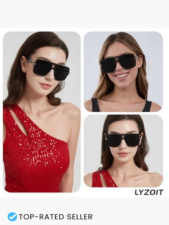 Oversized Square Aviator Sunglasses Retro Trendy Big Rectangle Polarized main image 6